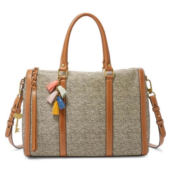 Fossil Kendall Taupe Leather Sachel EUC - Picture 1 of 8